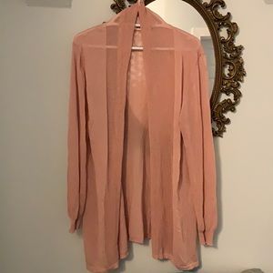 Light rose quartz mesh shawl collar cardigan 2X